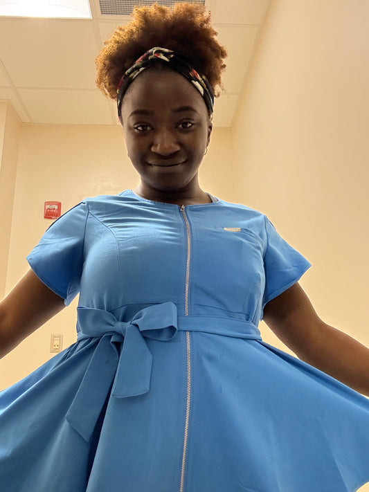 Peplum Zip-Front Scrub Set