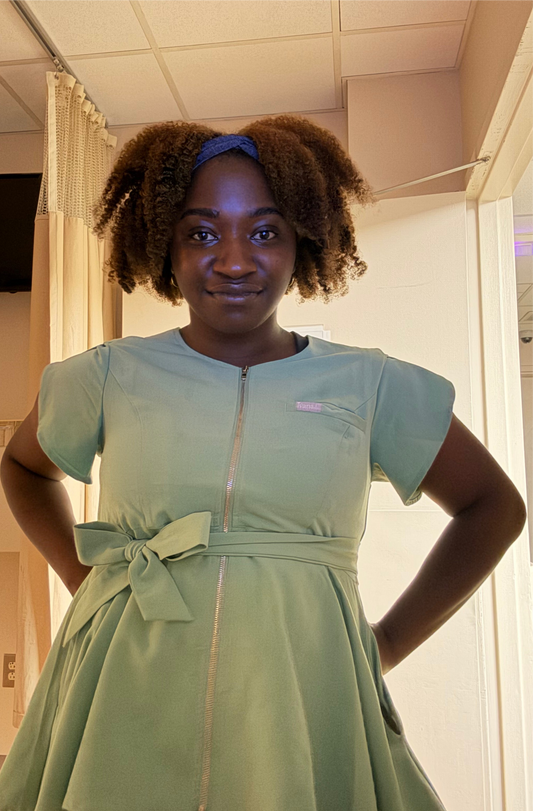 Peplum Zip-Front Scrub Set