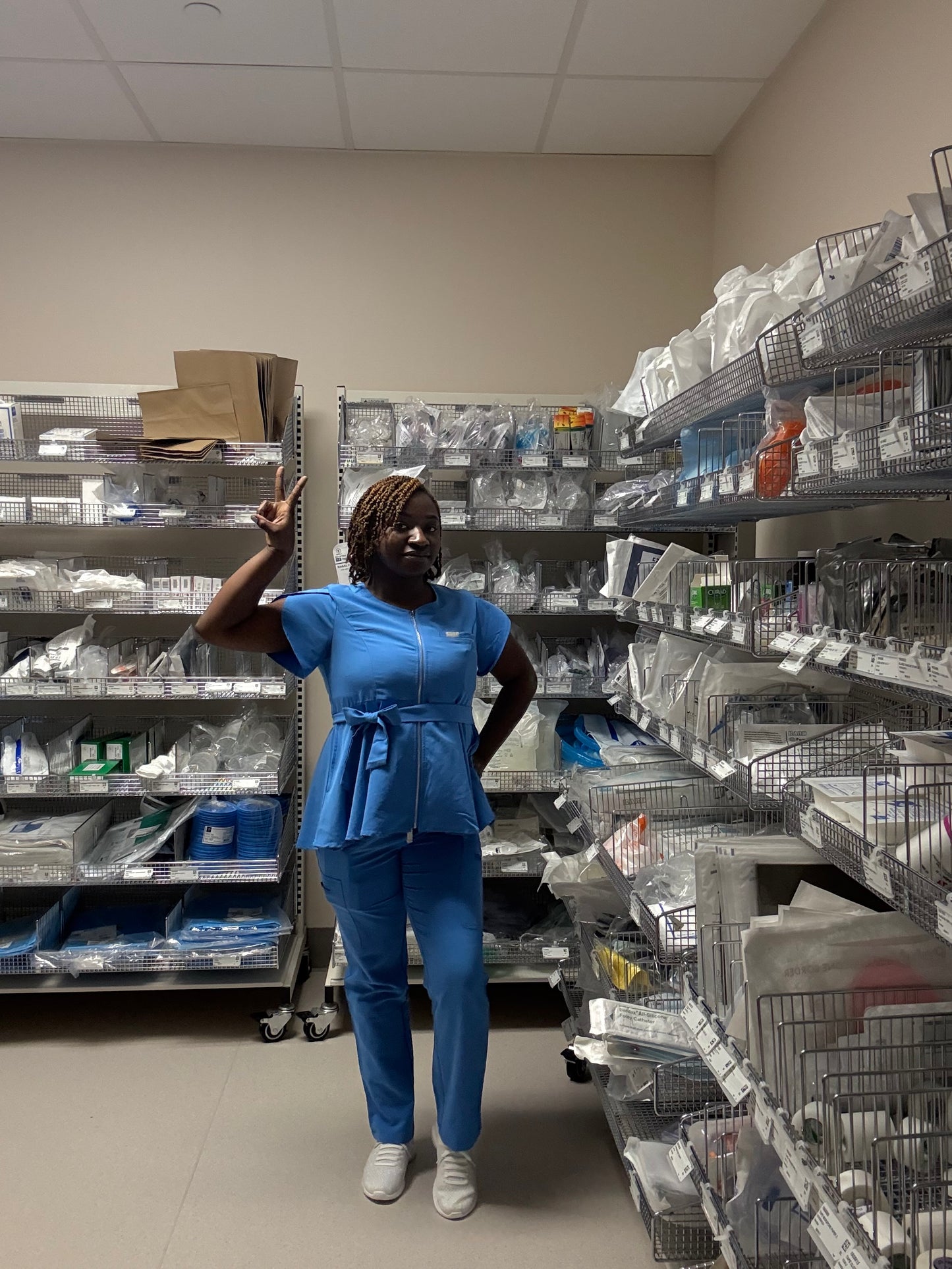 Peplum Zip-Front Scrub Set