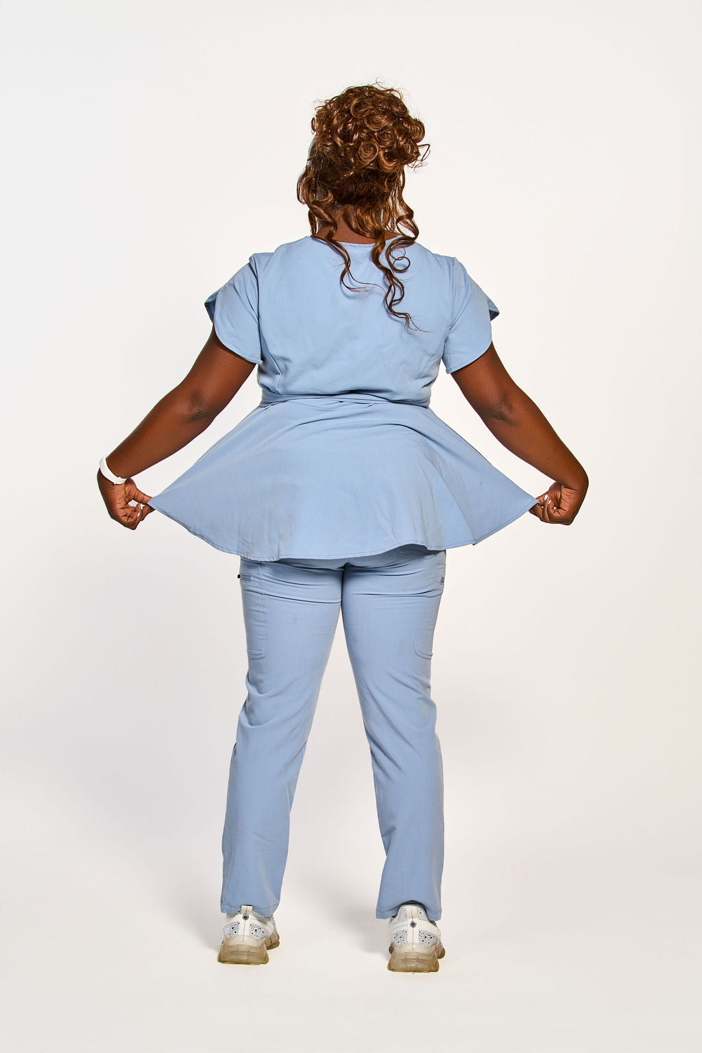 Peplum Zip-Front Scrub Set