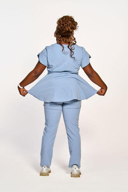 Peplum Zip-Front Scrub Set