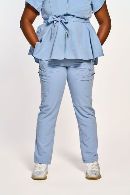 Peplum Zip-Front Scrub Set